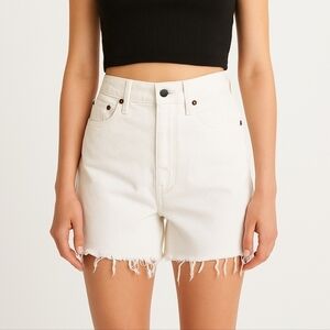 Vintage Levi's White Frayed Hem Cutoff Bermuda Shorts